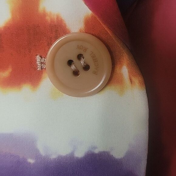 NWT Rachel Roy Sz 2 4 Silk Blazer Jacket Colorful Pink White Art Feminine Office - Picture 10 of 16